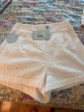 Hill House White Eyelet High-Waist Shorts